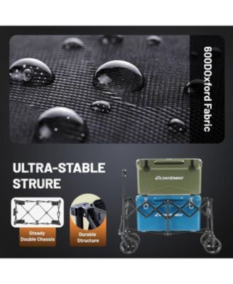 Collapsible Foldable Wagon with 300lbs Weight Cart Heavy Duty Folding Beach Wagon Cart with Wheels and Adjustable Handle for Camping Garden Sports Outdoor Activities Shopping