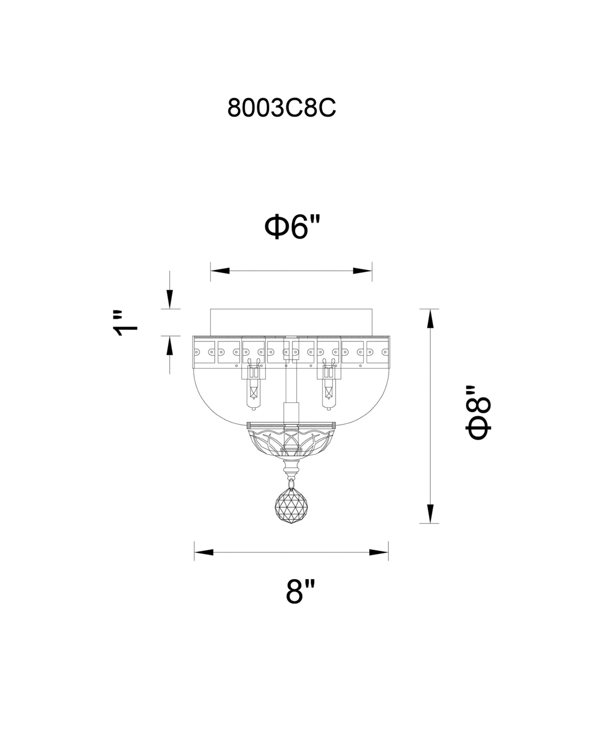Cwi Lighting 9" Metal Stefania 2 Light Bowl Flush Mount