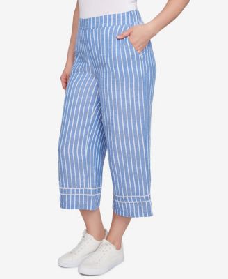 Petite Yarn Dye Stripe Relaxed Soft Capri Pants