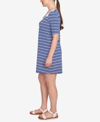 Petite Embroidered Stripe Knit Dress