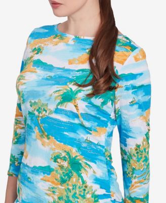 Petite Paradise Island Crinkle Knit Top