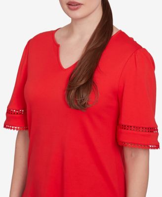 Petite Solid Diamond Stitch T-Shirt