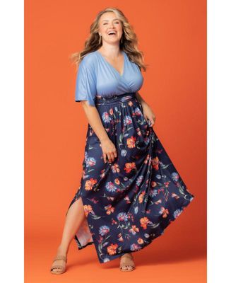 Plus Size Havana Color Block Maxi Dress