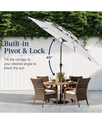 10ft 3-Tier Patio Umbrella, Market Sun Shade w/ Tilt Adjustment, Easy Crank