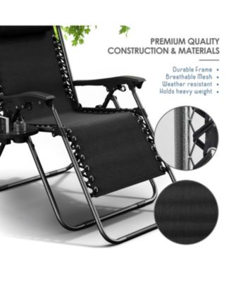 Outdoor Patio Zero Gravity Chair - Reclining Lounge Chairs with Pillows & Cup Holders