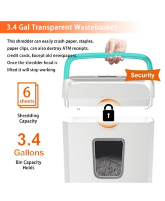 Secure Shredder, Home Office Shredder, high Security, 6-Sheet, Cross-Cut shredding for documents, Mail, Staples, Credit Cards, Equipped Convenient Handle, 3.4-Gallon Wastebasket, White & Blue