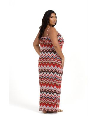 Women's Strapy Retro Print Mesh Maxi Dress