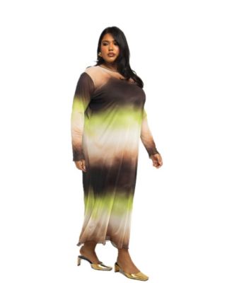 Women's Flowy Ombre Print Midi Dress