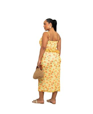 Women's Floral Print Peplum Midi Dress