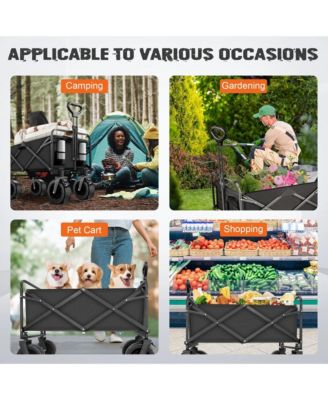 560lbs Heavy Duty Folding Garden Wagon Cart 155L Large Capacity Utility Foldable Beach Cart with All-Terrain Wheels