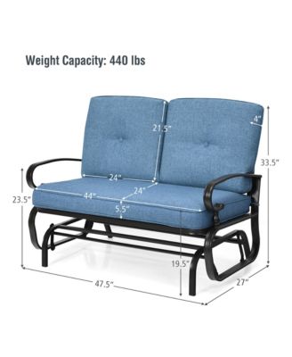 Glider Outdoor Patio Rocking Bench Loveseat Cushioned Seat Steel Frame