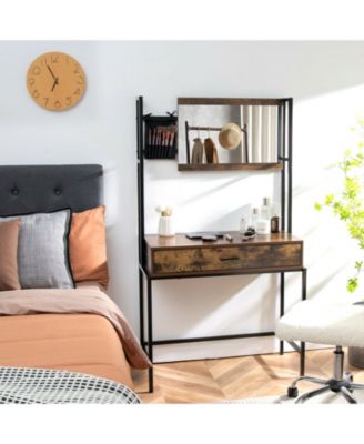 Industrial Wood 3-Position Adjustable Mirror Vanity Table