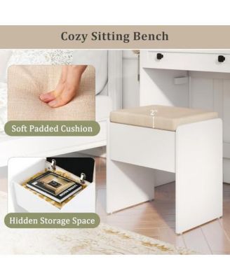 Farmhouse Vanity Set with Mirror and 3-Color Lighting