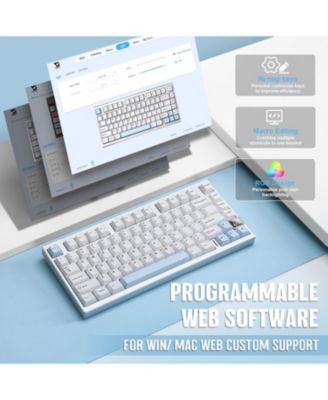 AL75 PRO 75% Wireless Mechanical Gaming Keyboard,Full Aluminum CNC,BT/2.4G/Wired,PBT Keycaps,Gasket Mounted Hot Swap,Custom RGB Backlight, Programmable for Mac/Win(Blue Grey Tactile)