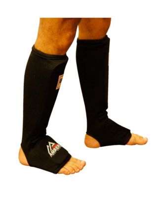 Nylon Shin and Instep Protectors for Muay Thai, Kickboxing, MMA – High-Density EVA Foam, Easy Slip-On Design, Breathable Cool Lining, Thick Padding for Impact Protection, Pair of Shin Guards, Medium