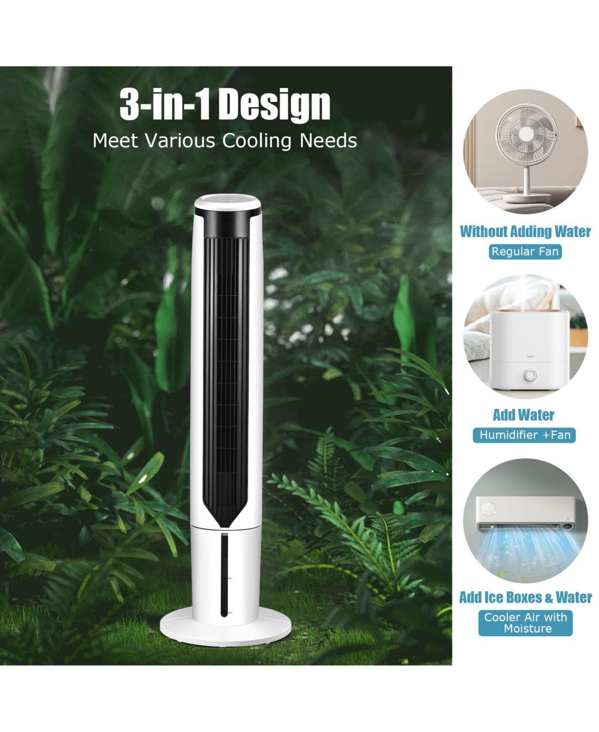 Portable Evaporative Air Cooler for Room, Quiet 41-inch Oscillating Air cooler with Remote, 3 Modes, 3 Speeds, Led Display, 9H Timer, Floor Standing B