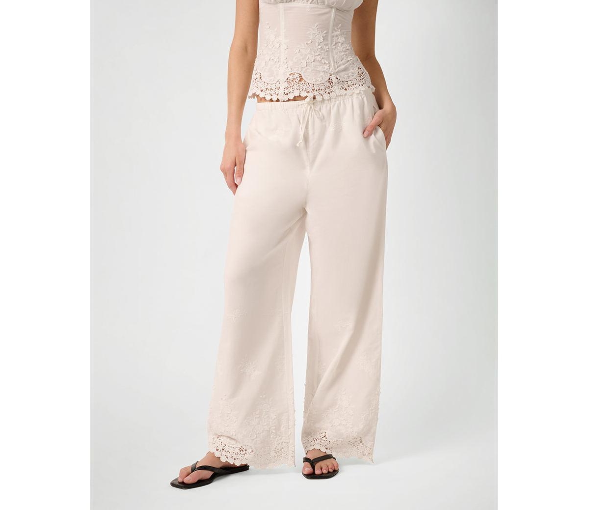 Women's Tie Waist Pant - Ivory