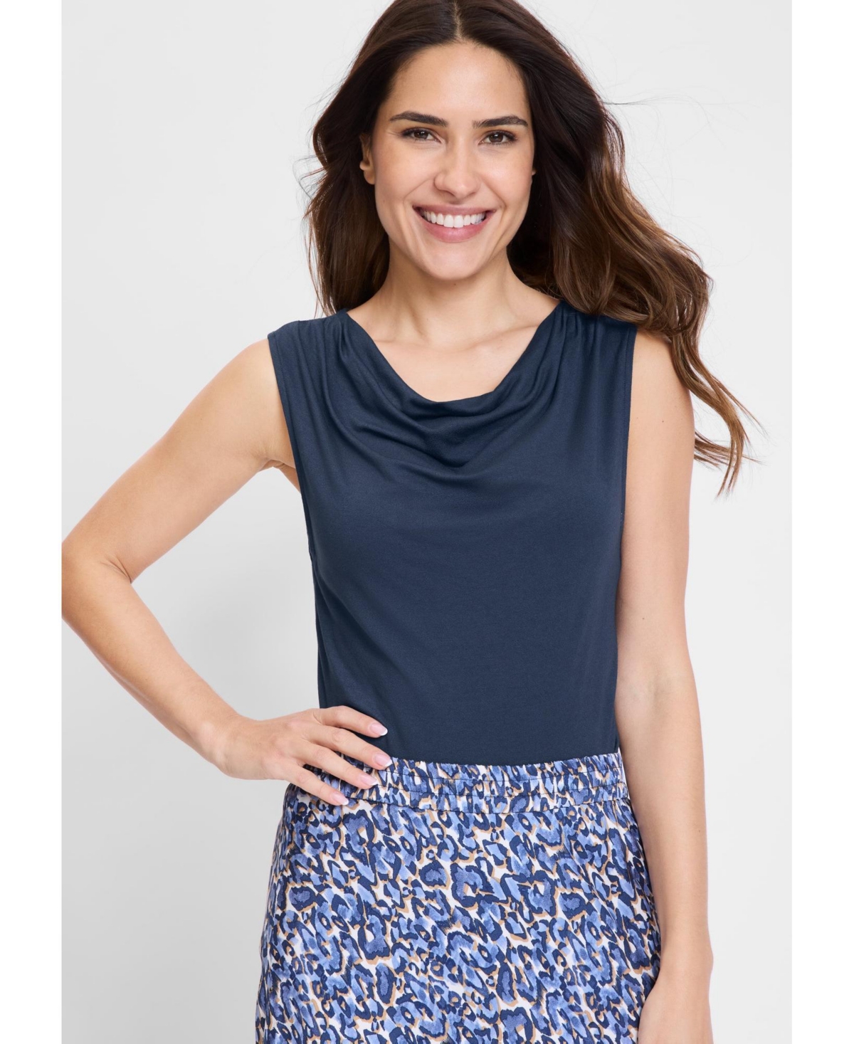 Women's Cowl Neck Sleeveless Top - True navy