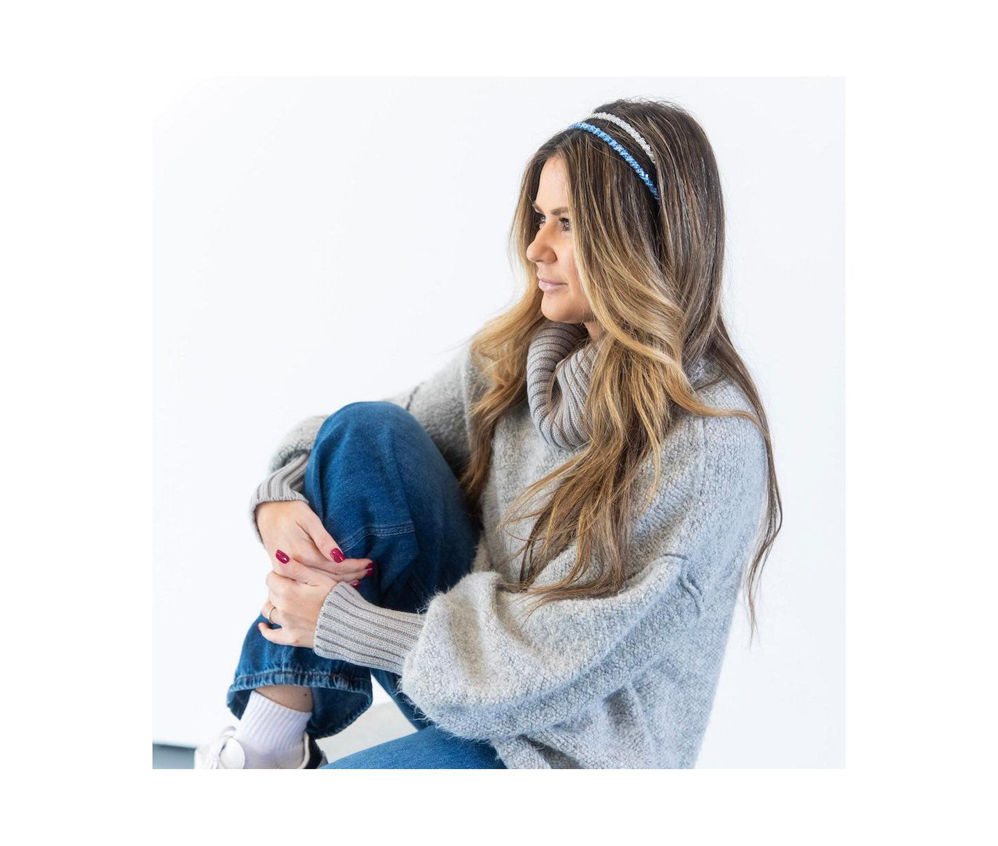 Женские аксессуары Headbands of Hope Thin Beaded Headband Set - Blue + Silver, цвет: Синий серебряный — фото 8