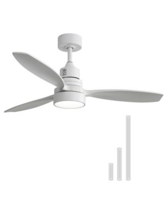 52'' Modern 3 Solid Wood Blade Tri color Ceiling Fan Light with Remote Control and Forward Reverse Function for Bedrooms Living Rooms