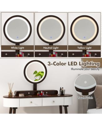 Makeup Vanity Table Set with LED Mirror and 3 Spacious Drawers