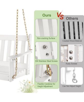 54'' HDPE Porch Swing Outdoor Patio Hanging Chair w/ Cup Holder Adjustable Chain