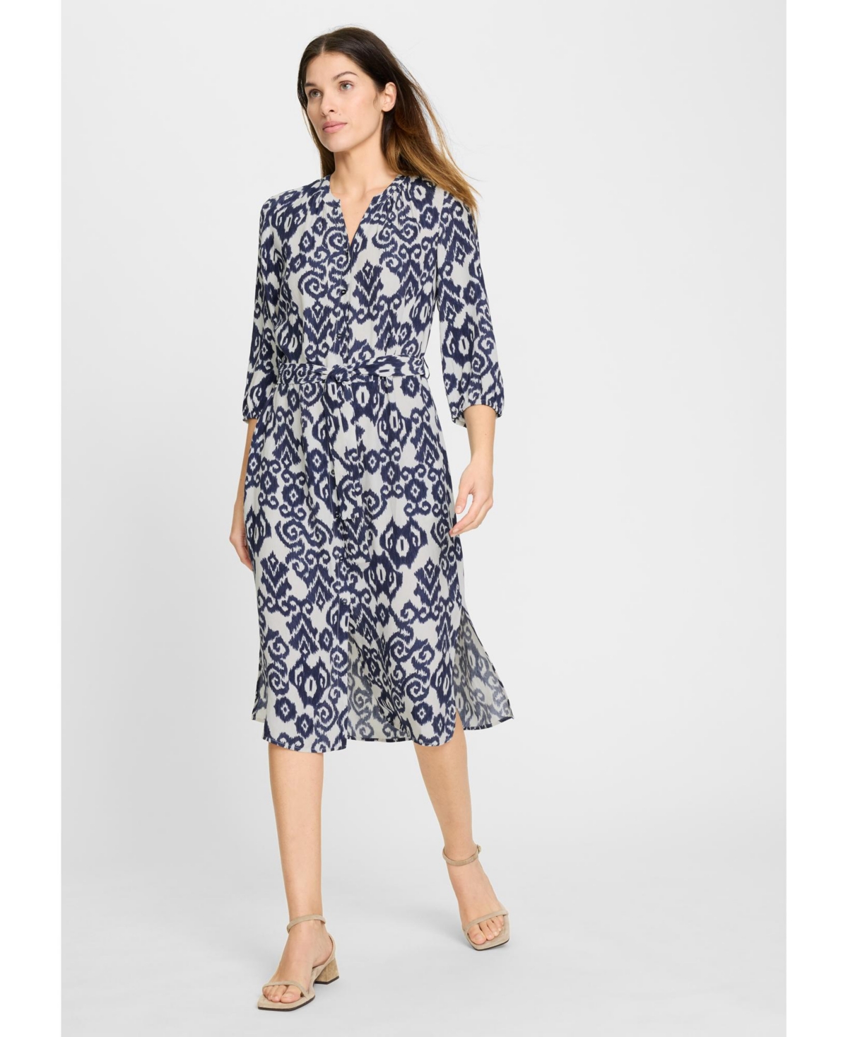 Women's Ikat Print Tunic Dress - True navy