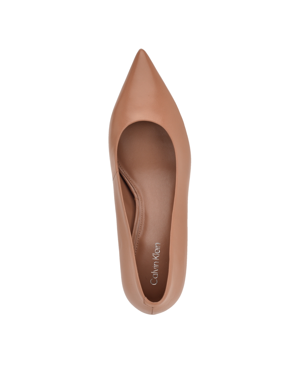 Calvin Klein Voneta Pointed Toe Kitten Heel Pump In Brown