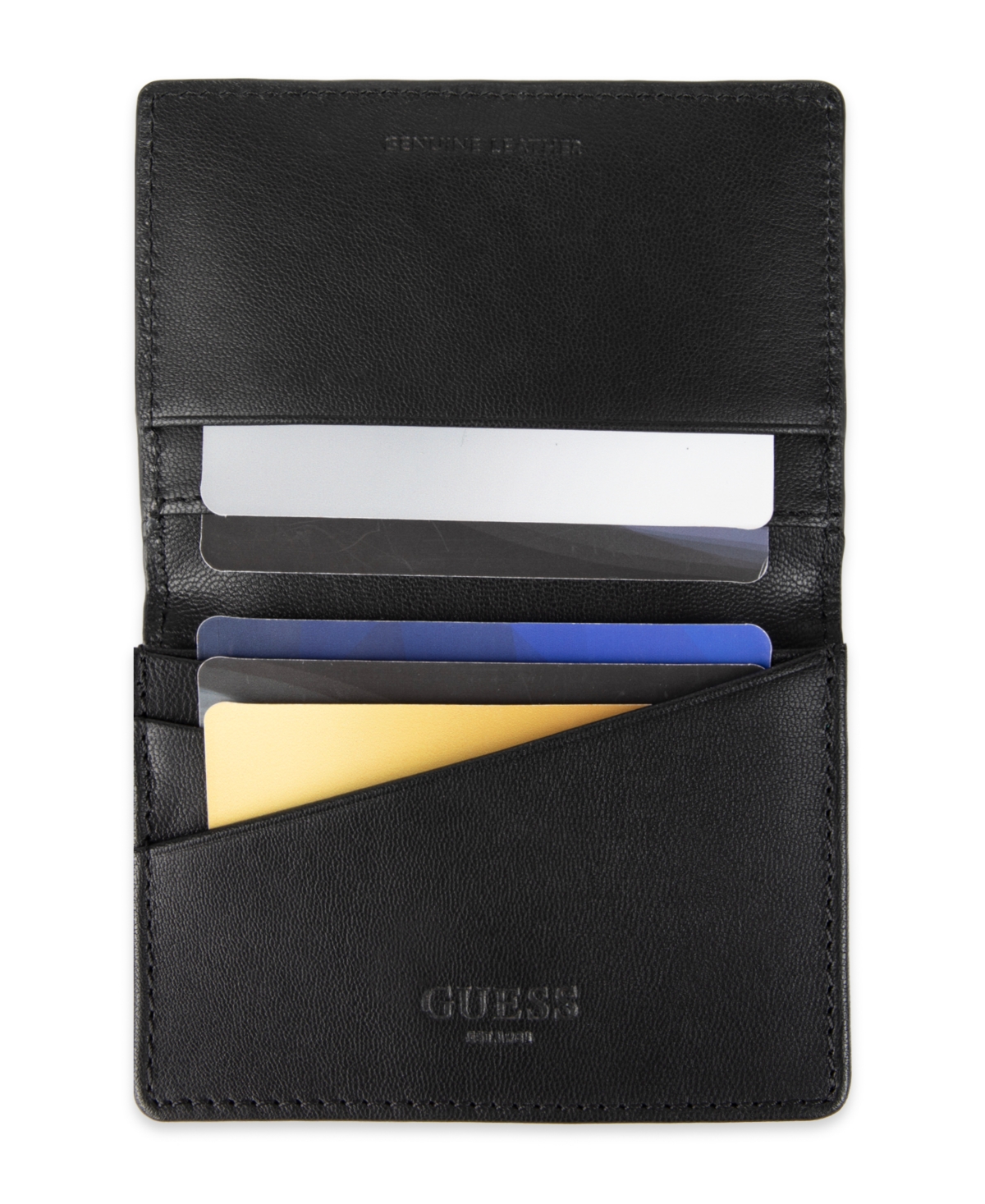 Guess Men's Rfid Tonal Gusset Card Case Wallet In Black