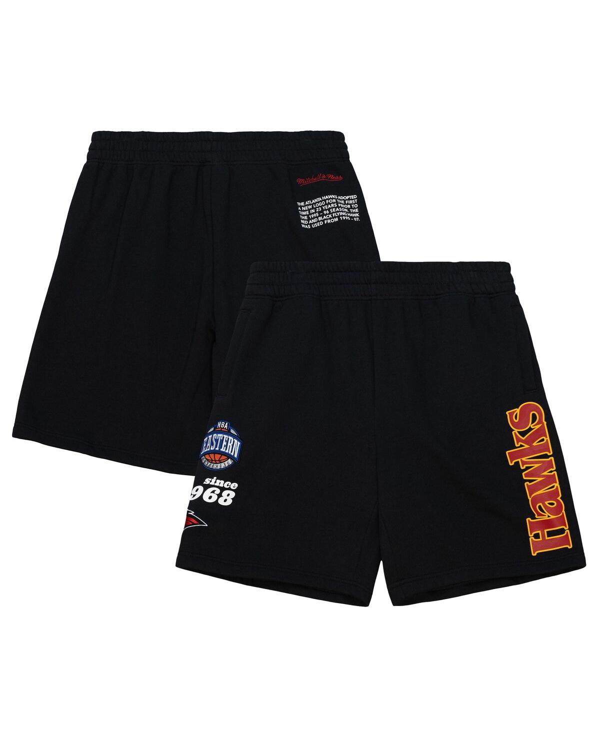 Mitchell & Ness Men's Black Atlanta Hawks Team Origins Fleece Shorts In Black