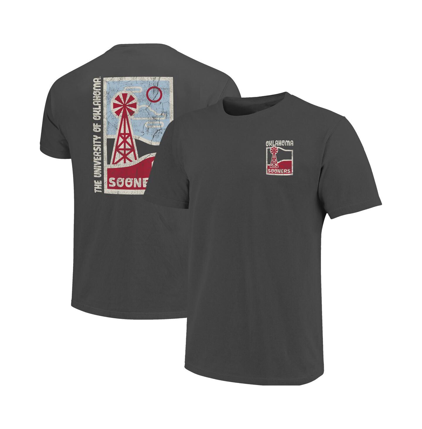 Мужская футболка Image One Graphite Oklahoma Sooners Comfort Colors Minimal Vista Distressed Graphics — фото 1