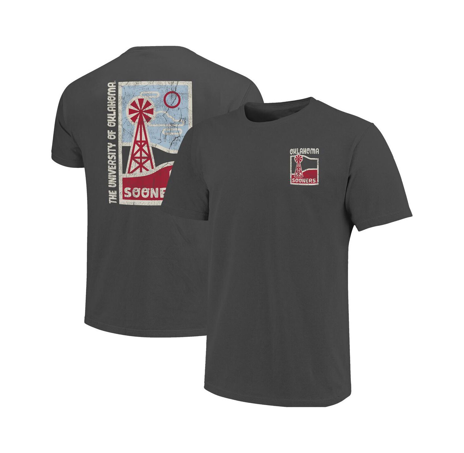 Men's Graphite Oklahoma Sooners Comfort Colors Minimal Vista Distressed Graphics T-Shirt