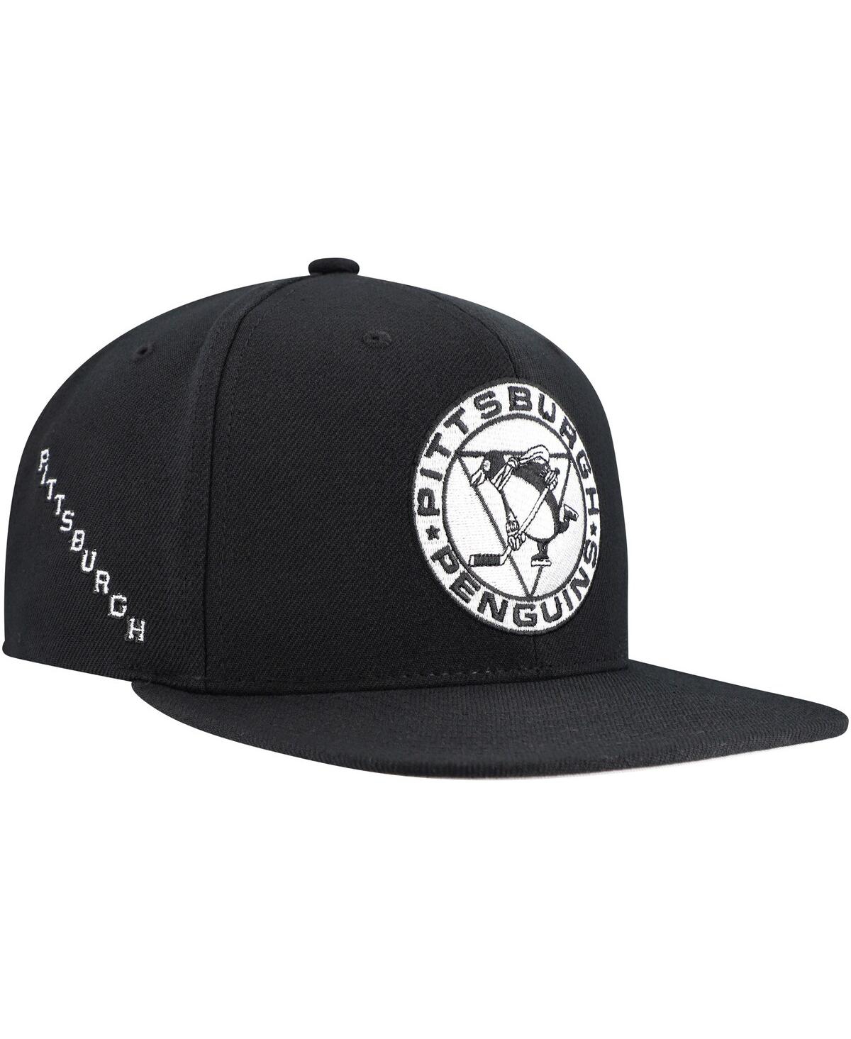 Men's Black Pittsburgh Penguins Team Snapback Hat - Black
