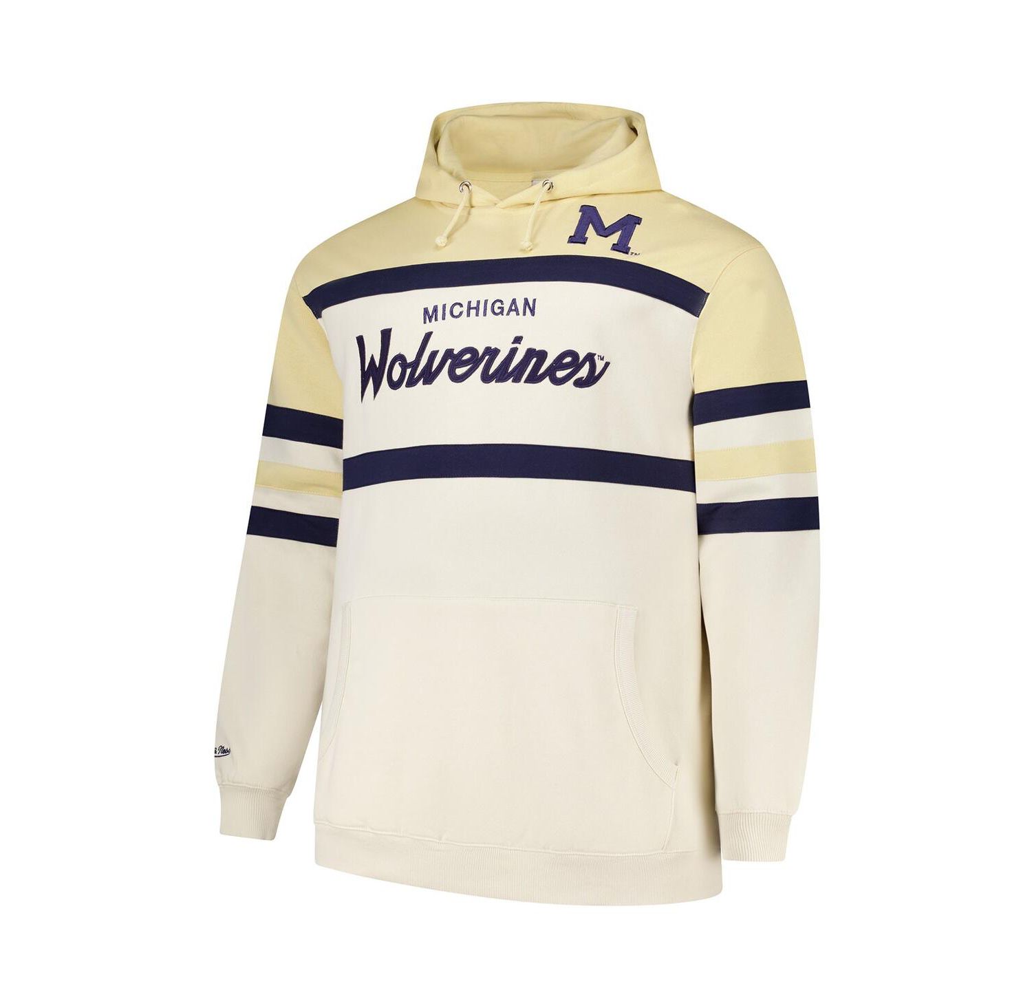 Men's Cream Michigan Wolverines Big & Tall Head Coach Pullover Hoodie