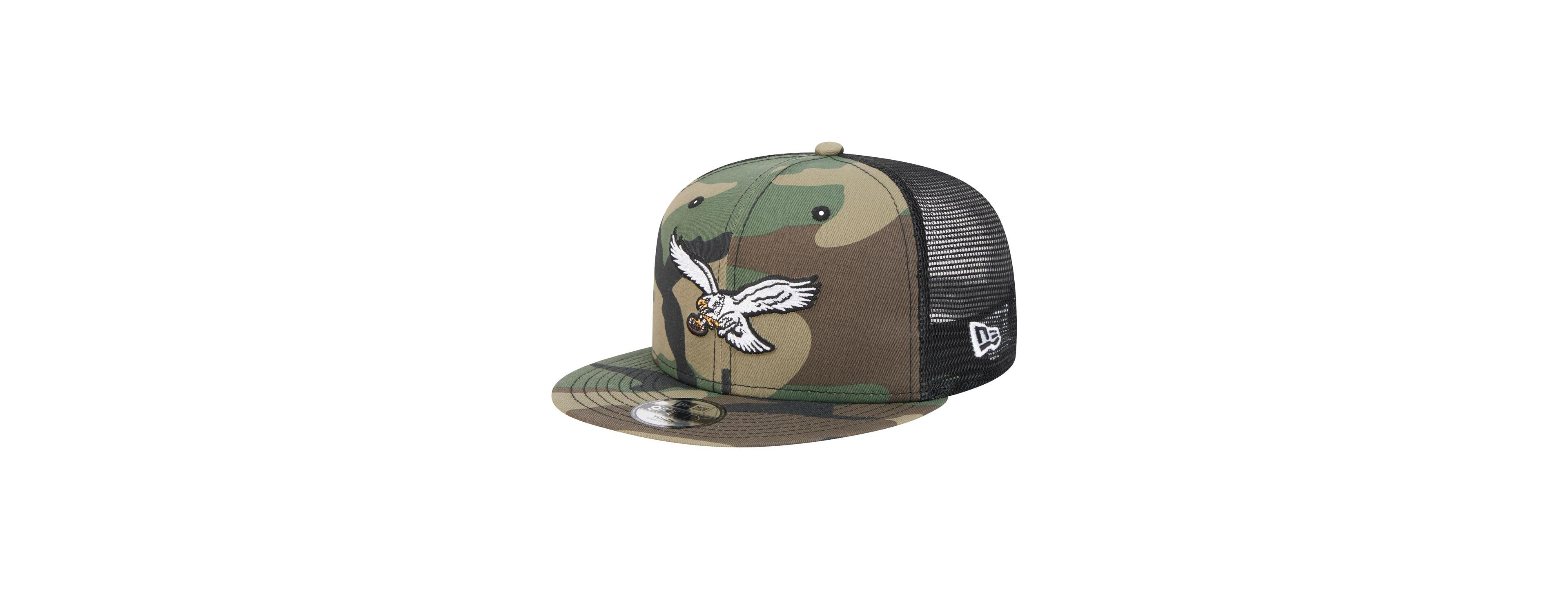 New Era Big Boys and Girls Camo Philadelphia Eagles Throwback Main Trucker 9FIFTY Snapback Hat