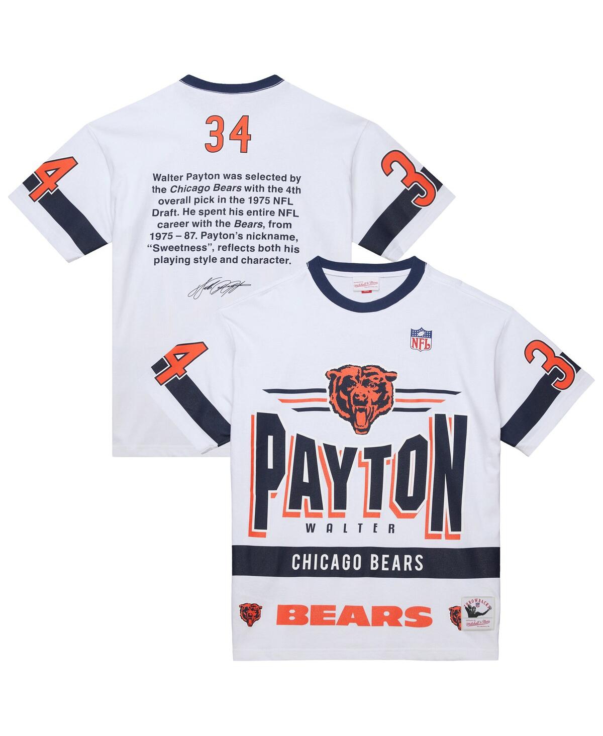 Men's Walter Payton White Chicago Bears Name Number Team Origins Vintage Logo T-Shirt - White