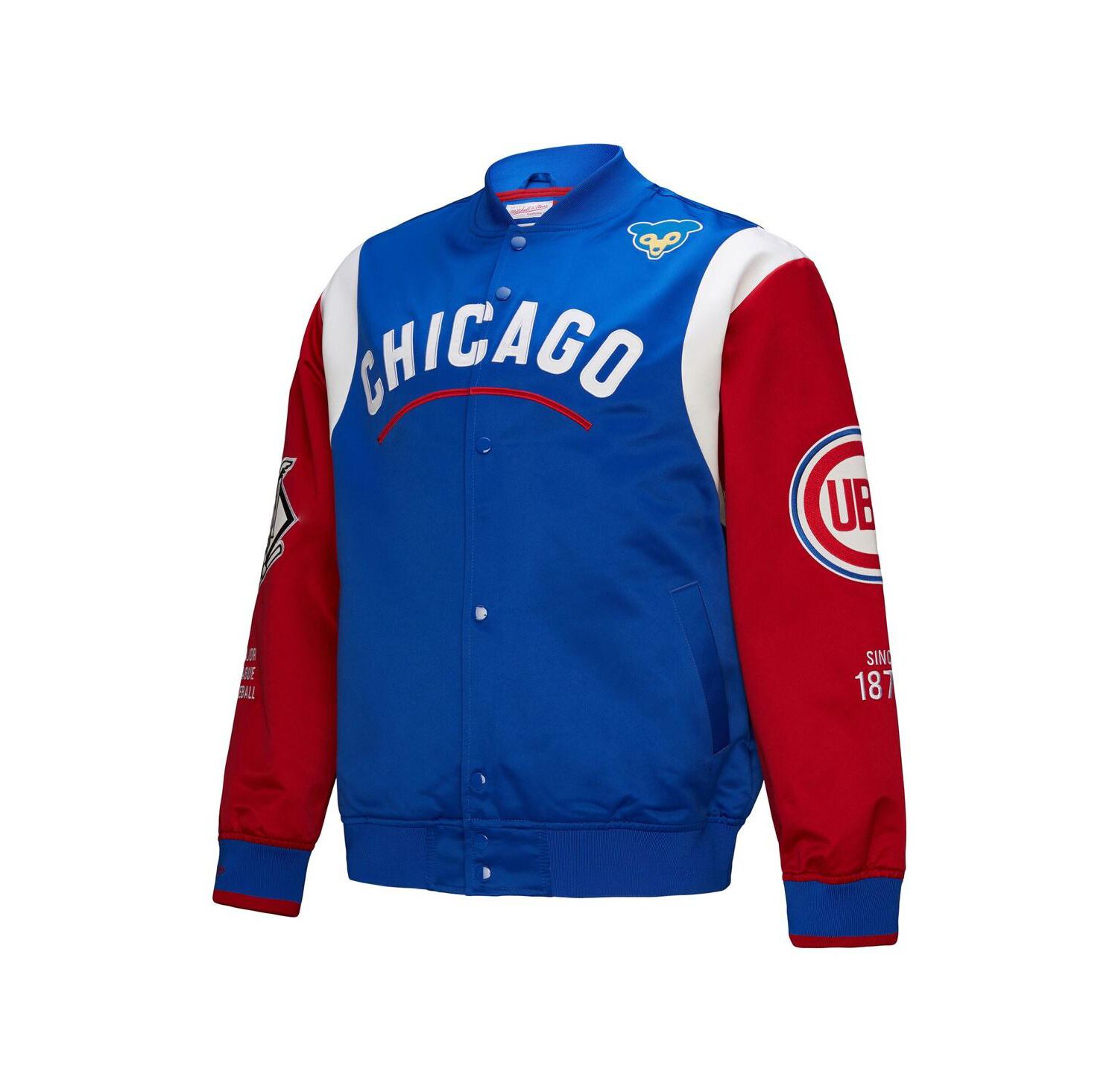 Men's Royal/Red Chicago Cubs Cooperstown Collection Team Origins Satin Full-Snap Jacket