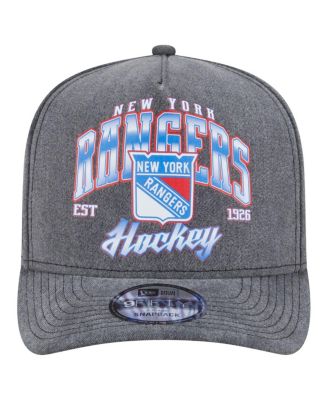 Men's Charcoal New York Rangers Throwback Washed A-Frame Pre-Curved 9FIFTY Snapback Hat