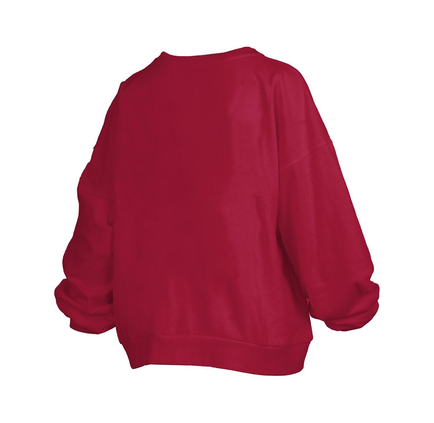 Women's Crimson Oklahoma Sooners Janise Arch Over Logo Waist Length Oversized Pullover Sweatshirt