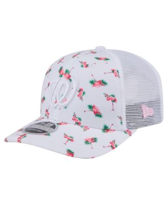 New Era - Men's White Washington Nationals Flamingo Mesh Back 9SEVENTY Stretch-Snap Hat