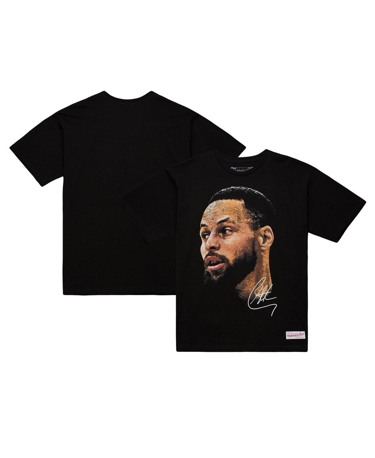 Men's and Women's Men's Stephen Curry Black Nba Real Big Face Player T-Shirt - Black