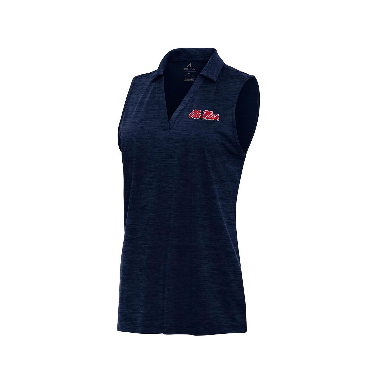Женское поло Antigua Heather Navy Ole Miss Rebels Layout Sleeveless V-Neck Polo — фото 1