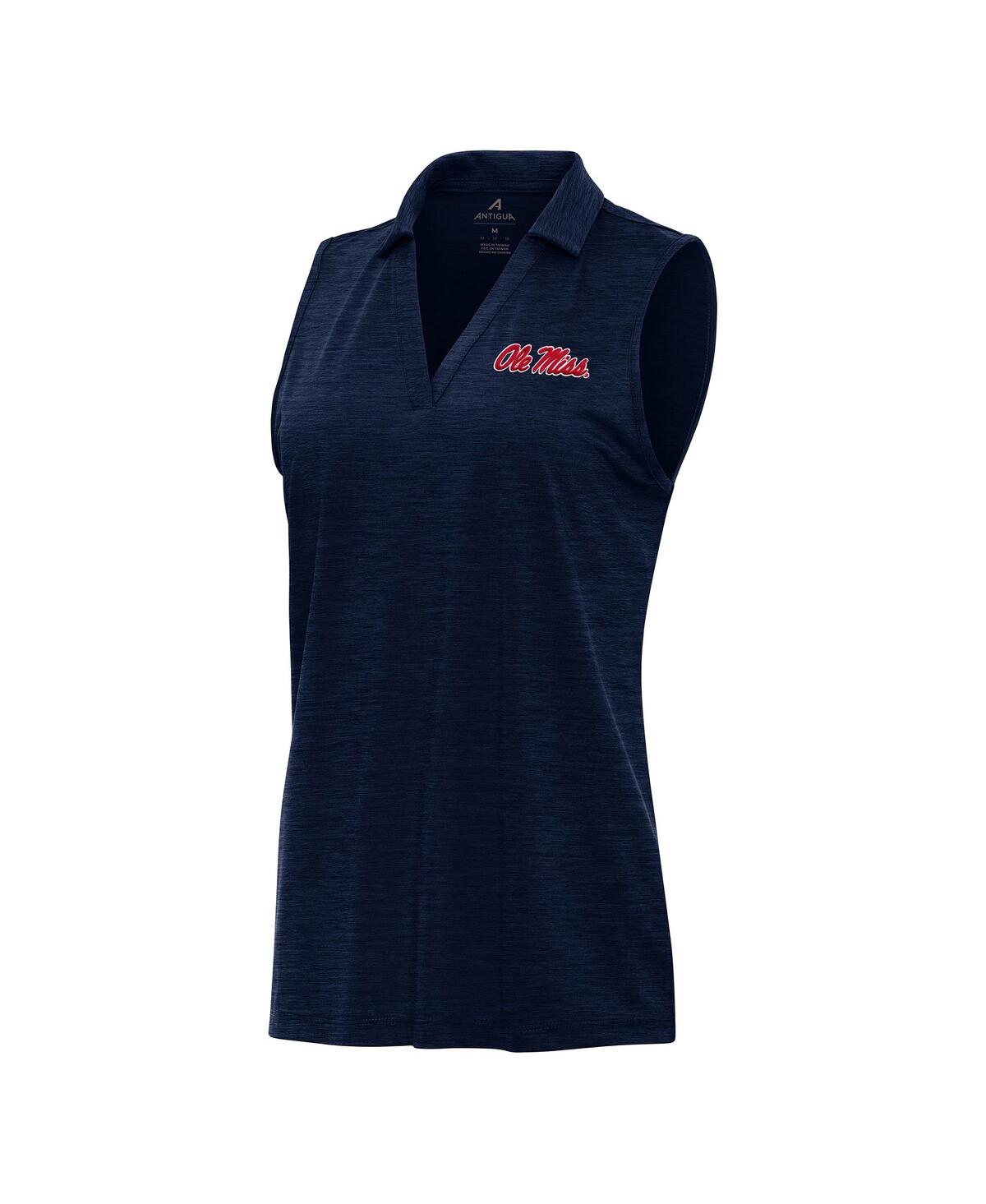 Women's Heather Navy Ole Miss Rebels Layout Sleeveless V-Neck Polo Shirt - Heather Navy