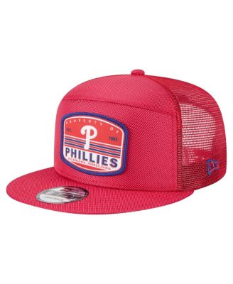 New Era - Men's Red Philadelphia Phillies Split Panel 9FIFTY Trucker Snapback Hat