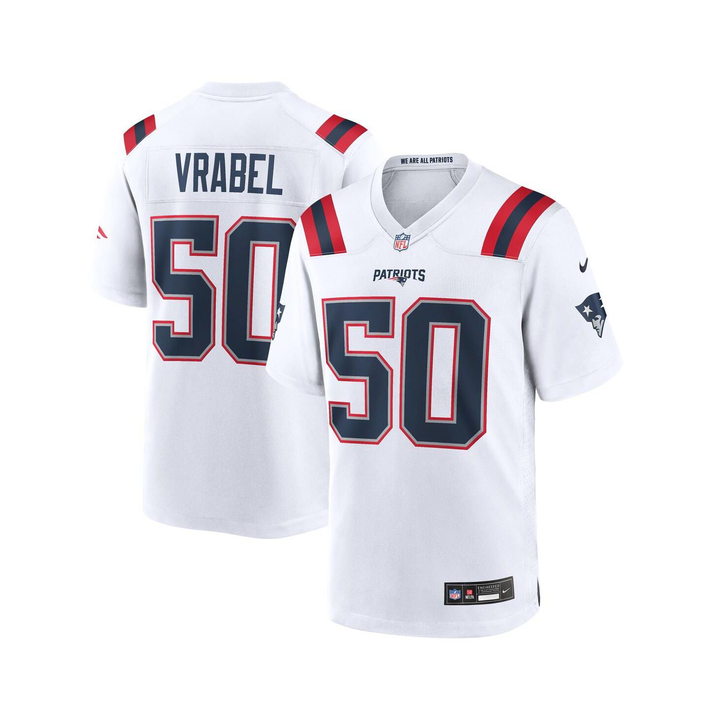 Мужской топ Nike Mike Vrabel White New England Patriots Retired Player Game Jersey — фото 1