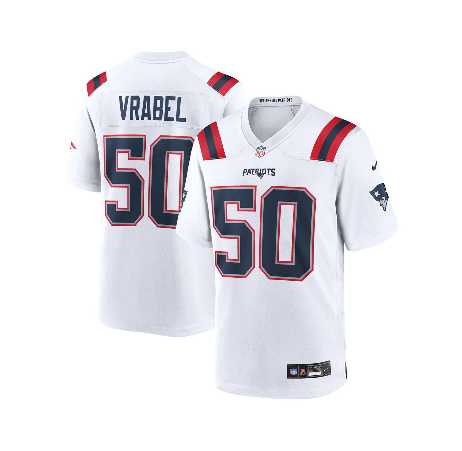 Men's Mike Vrabel White New England Patriots Retired Player Game Jersey