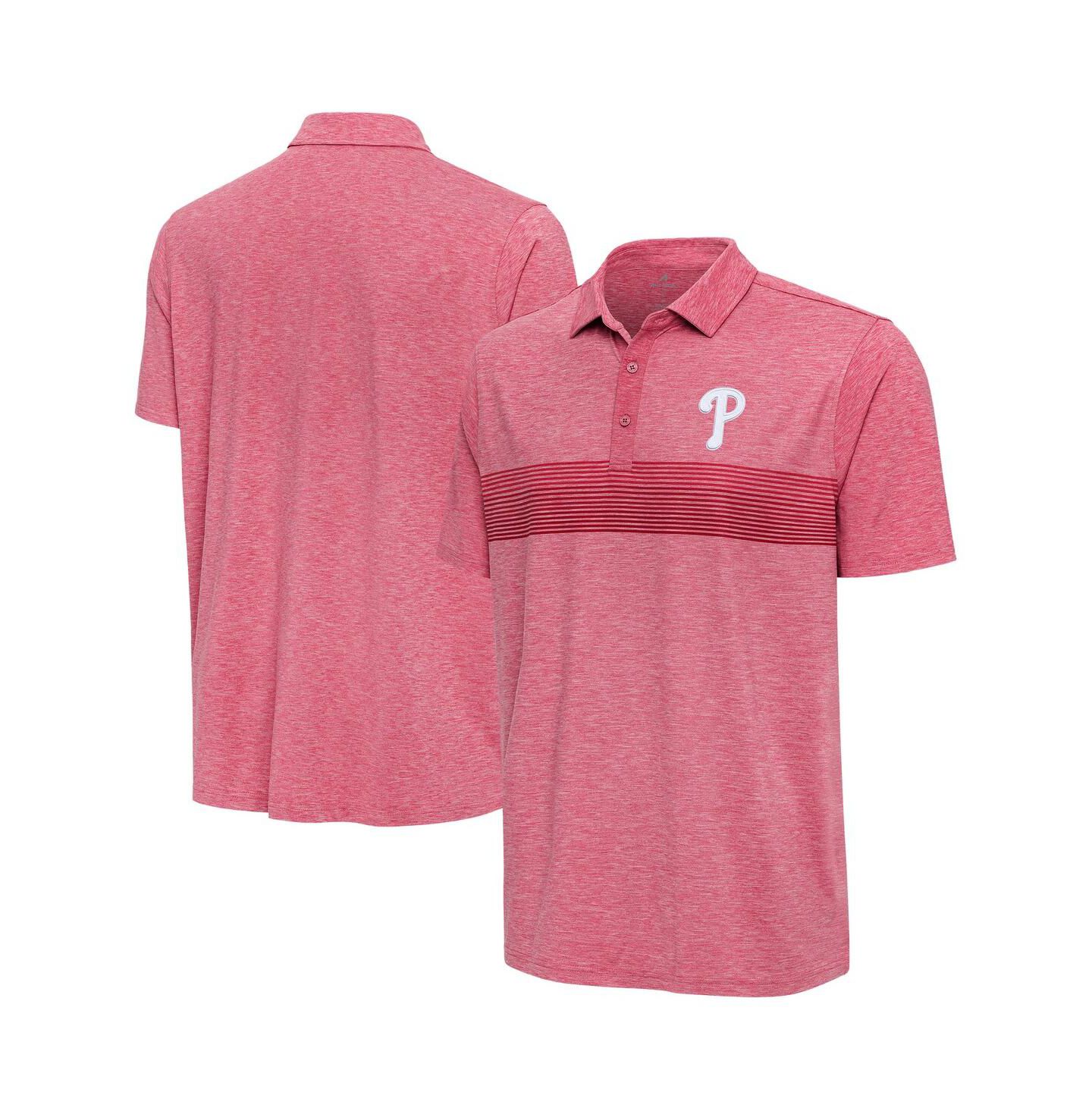 Мужское поло Antigua Heather Red Philadelphia Phillies Dashing Polo Shirt — фото 1