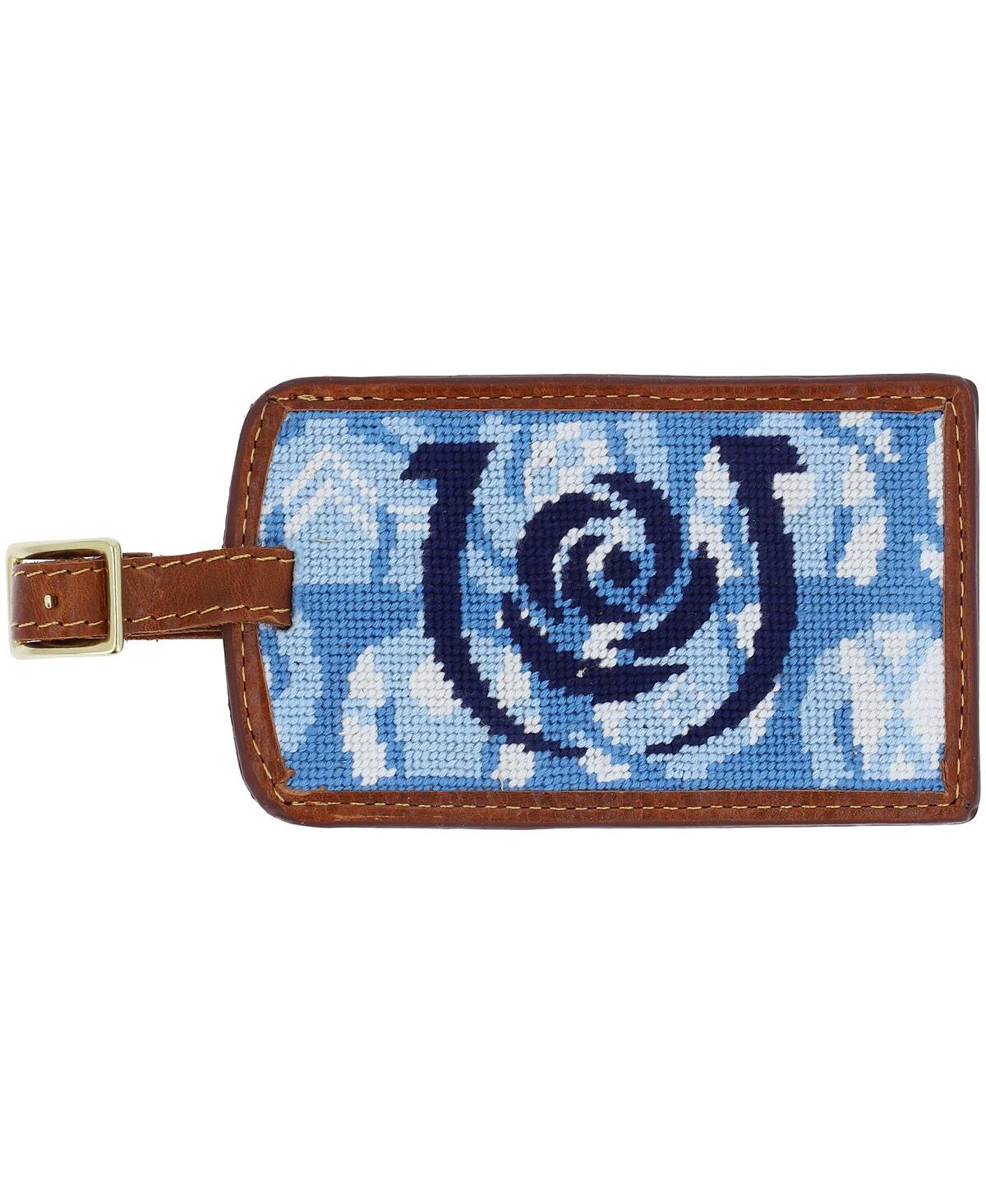 Kentucky Derby Icon Logo Needlepoint Luggage Tag - Light Blue, Brown