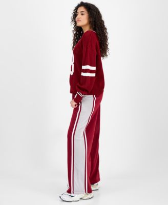 Juniors' High-Rise Athletic Fleece Pants