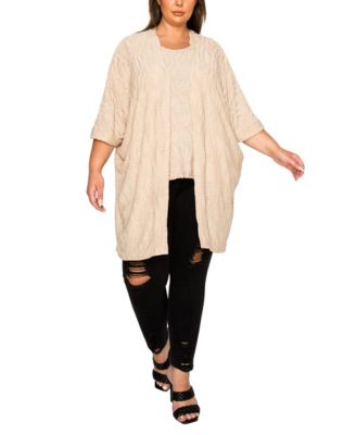 Plus Size Spiral Wave Texture Dolman Cardigan Sweater